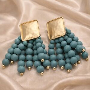 Modern Blue Cascade Beaded Earrings